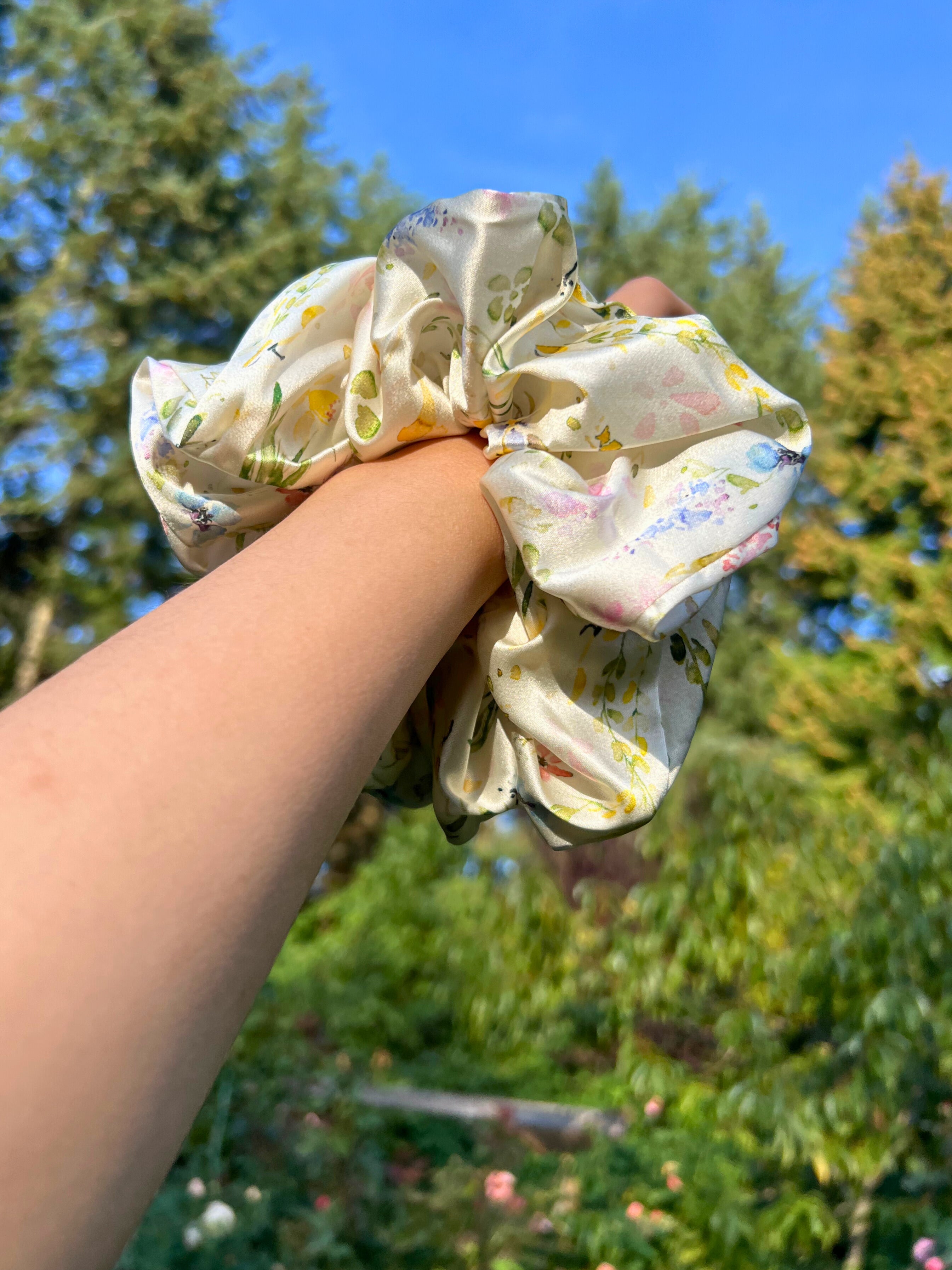 Secret Garden Mulberry Silk Scrunchie