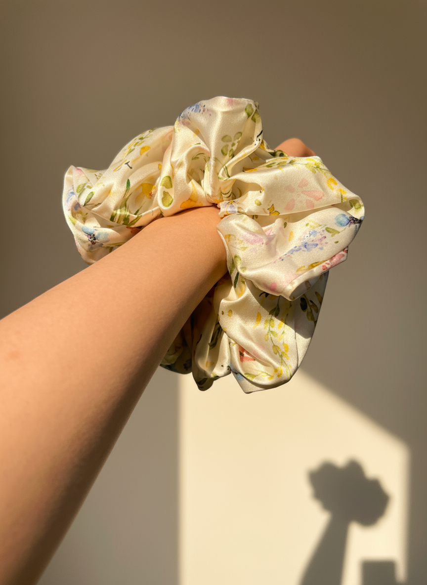 Secret Garden Mulberry Silk Scrunchie