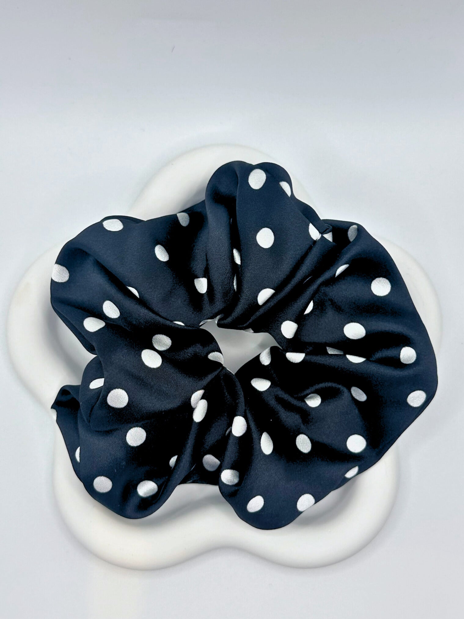 Large Dahlia Polka Mulberry Silk Scrunchies