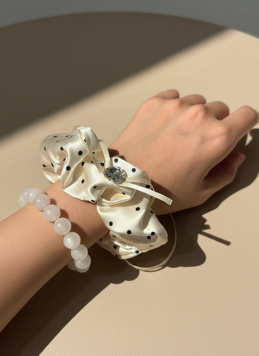 Laurie Polka Dot Satin Scrunchies