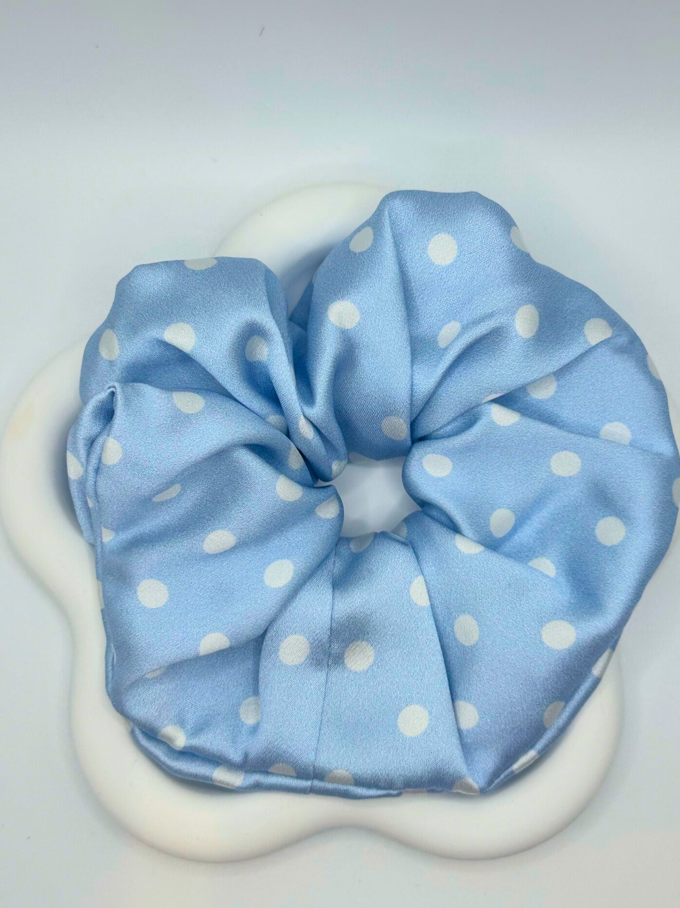 Large Dahlia Polka Mulberry Silk Scrunchies
