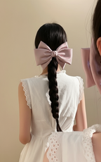 XL Mauve Pink Satin Bow Barrette