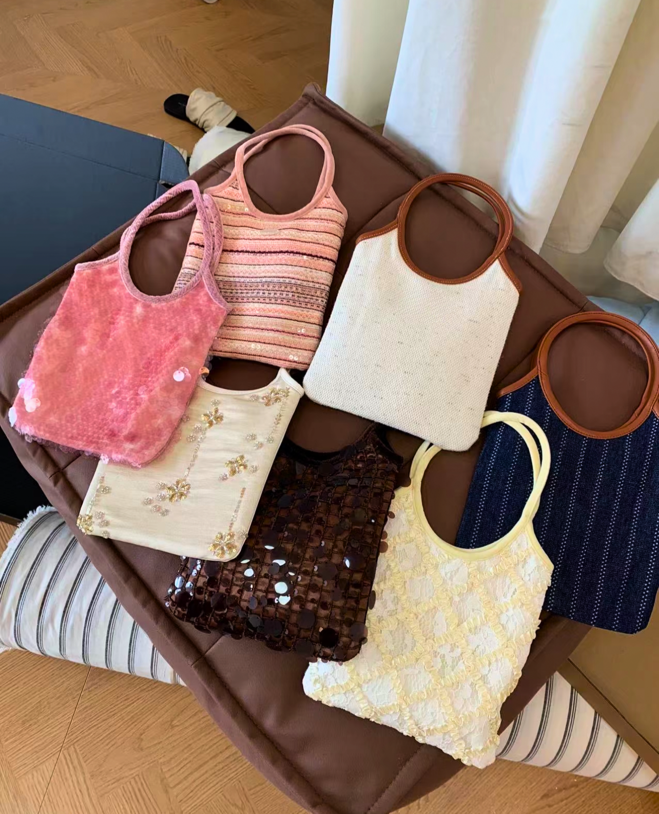 Mini Striped Sequins Evelyn Tote