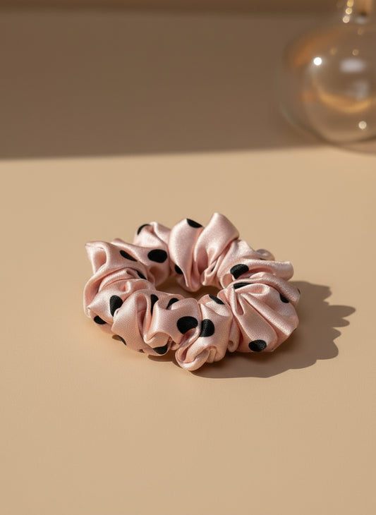 Small Dahlia Polka Mulberry Silk Scrunchies