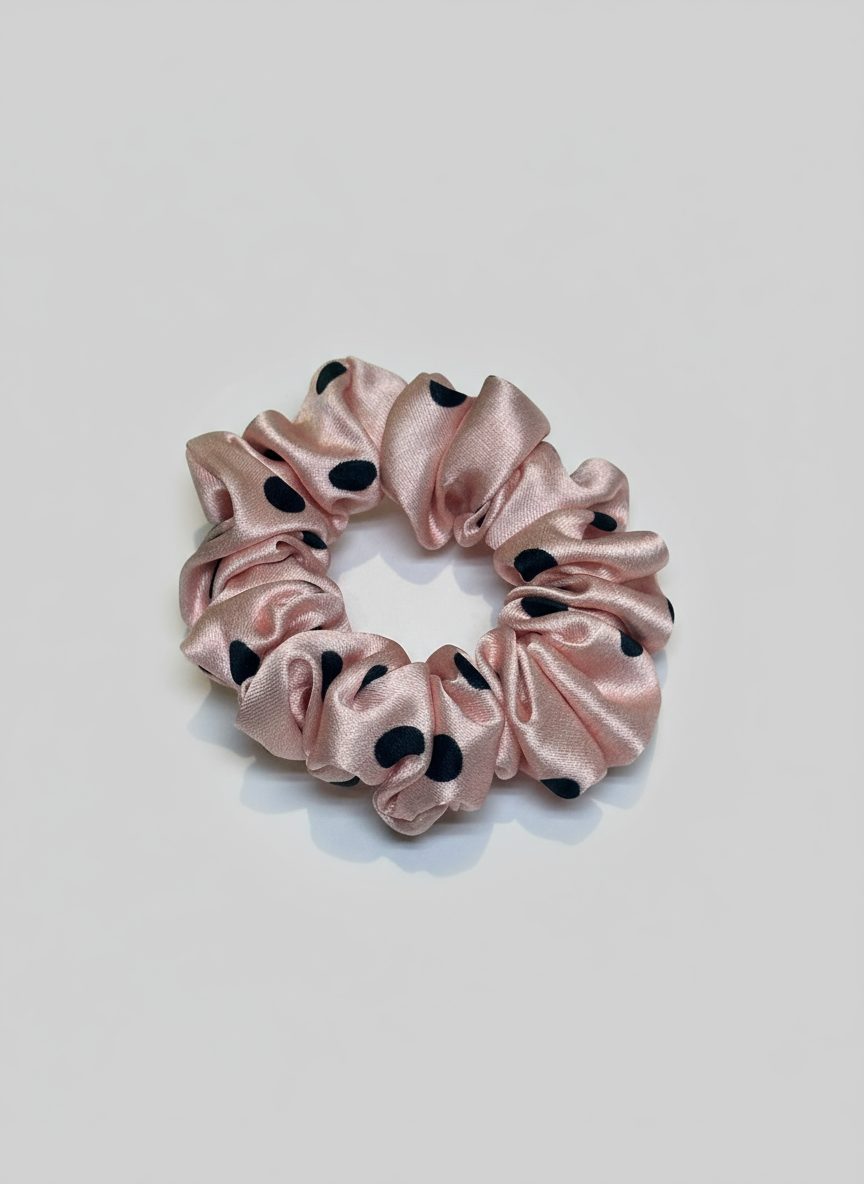 Small Dahlia Polka Mulberry Silk Scrunchies