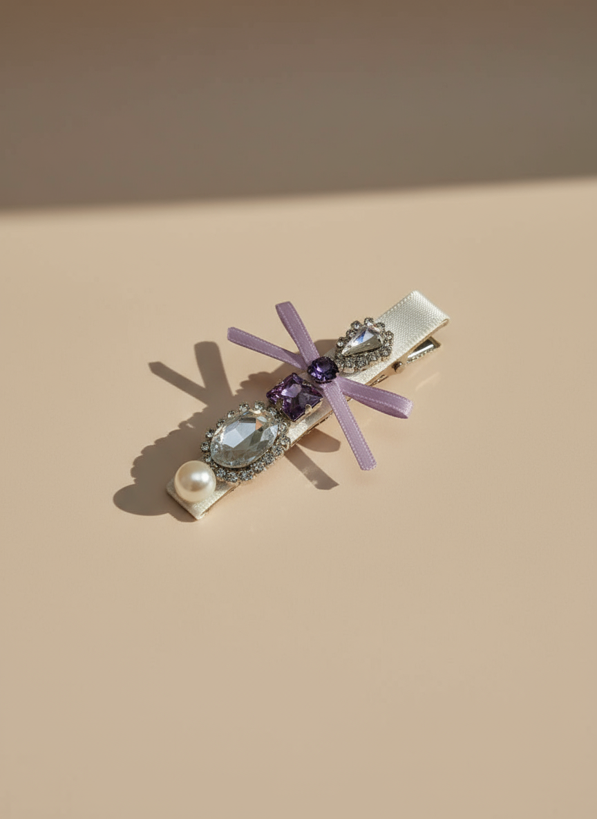 Elara 2 Tone  Bejewelled Amethyst Hair Clip