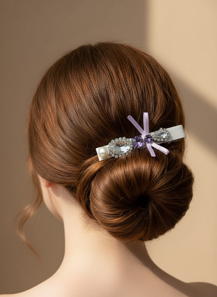 Pince à cheveux Elara bicolore ornée d'améthyste