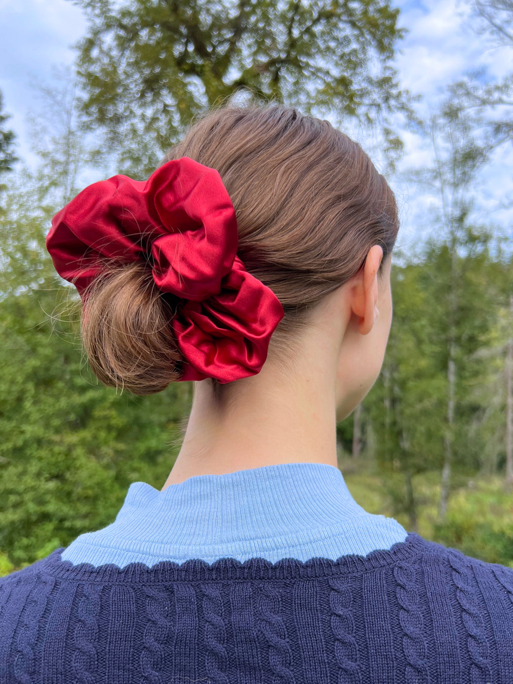 X-Large Dahlia Mulberry Silk Scrunchies