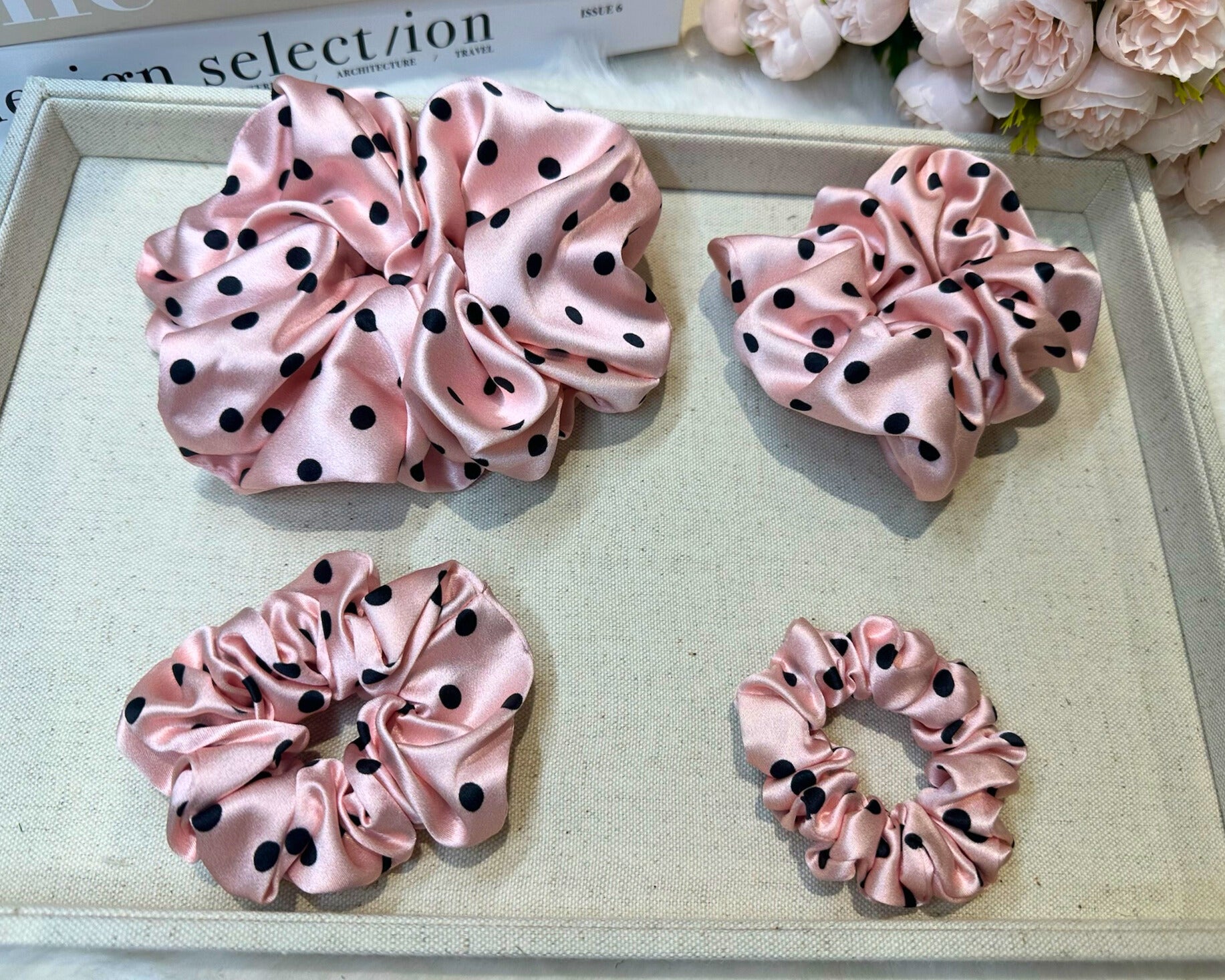 Dahlia Mulberry Silk Scrunchies Package