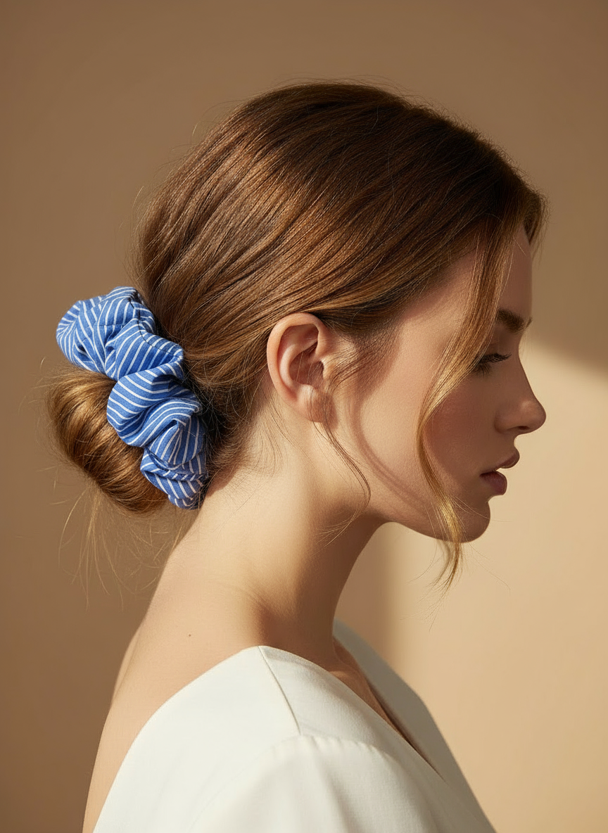 Large Una Striped Poplin Scrunchie