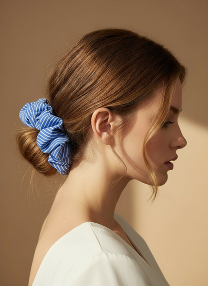 Large Una Striped Poplin Scrunchie