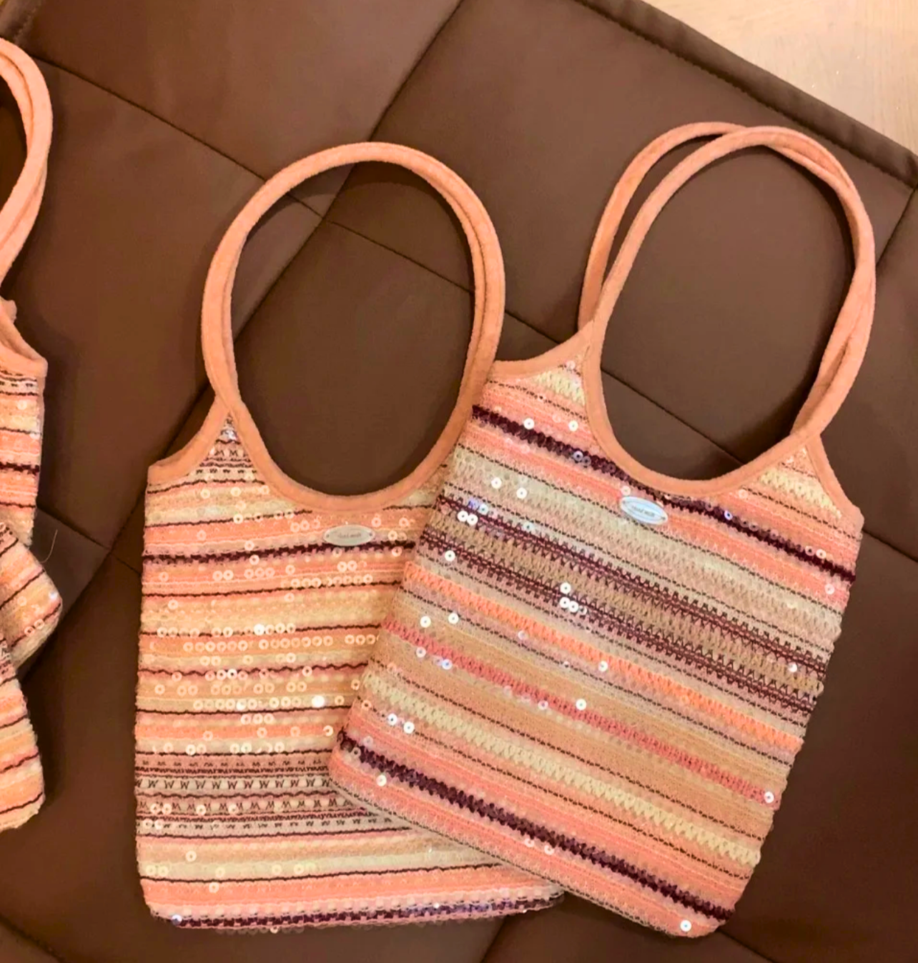 Mini Striped Sequins Evelyn Tote