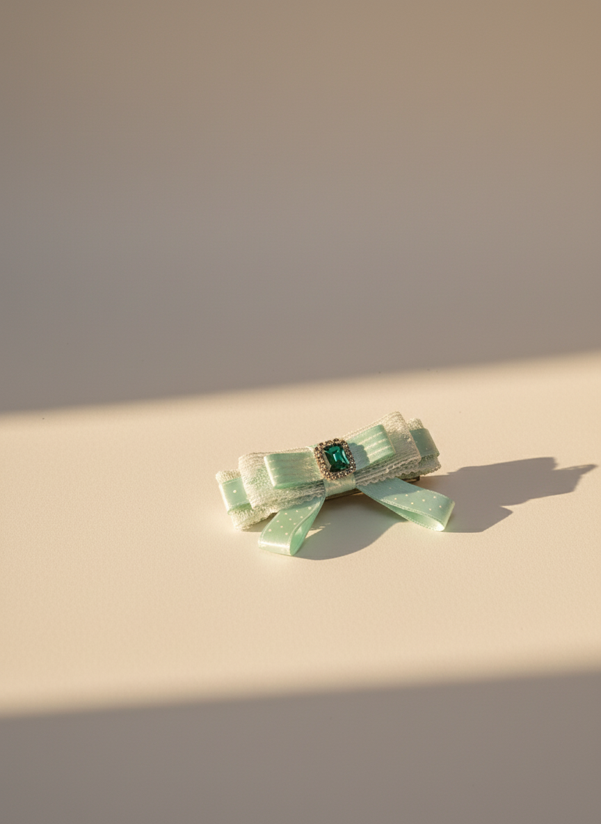 Audrey Color block Polkadots Lace Flat Bow