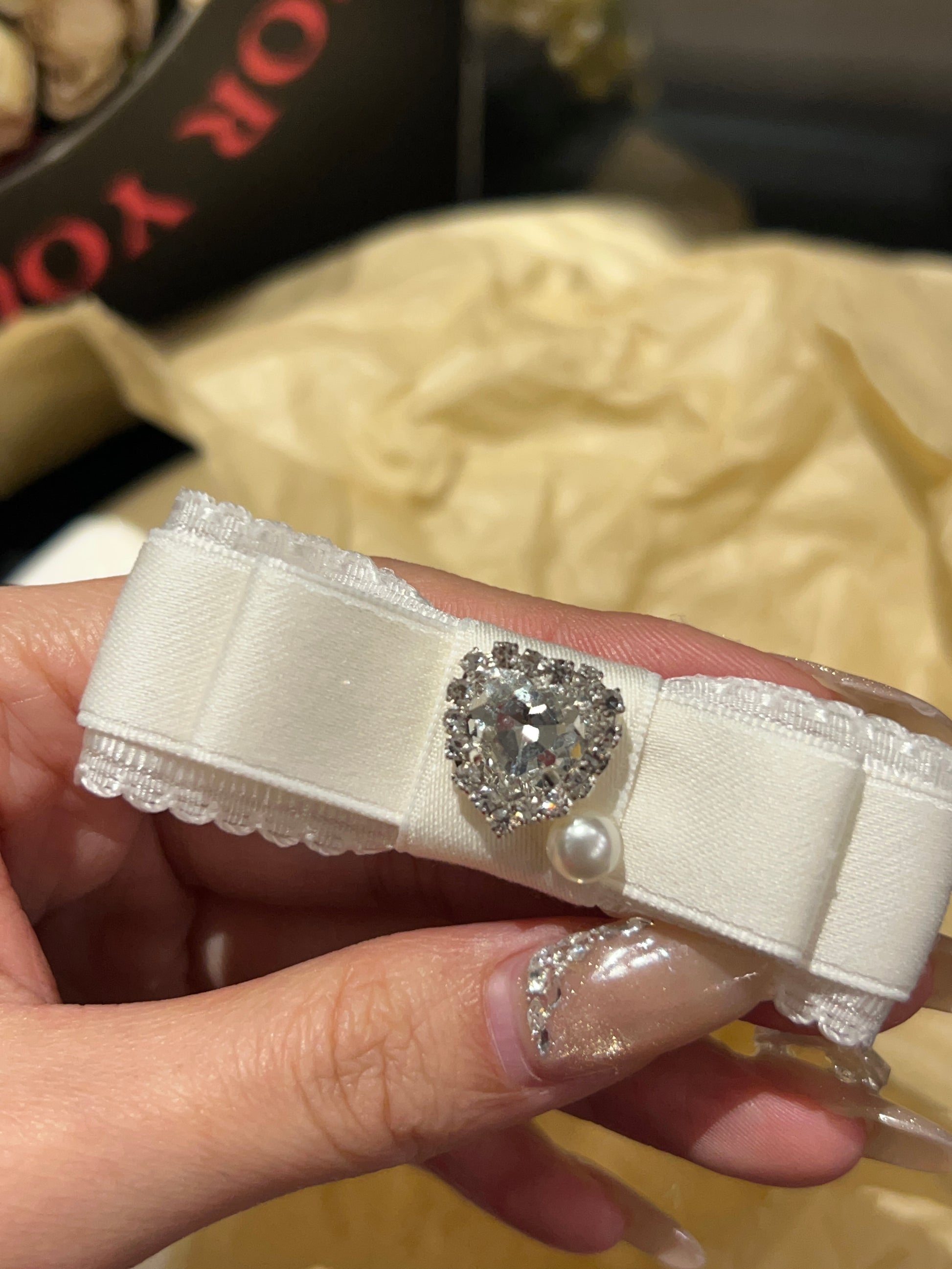 Candice Bejewelled Heart Flat Bow
