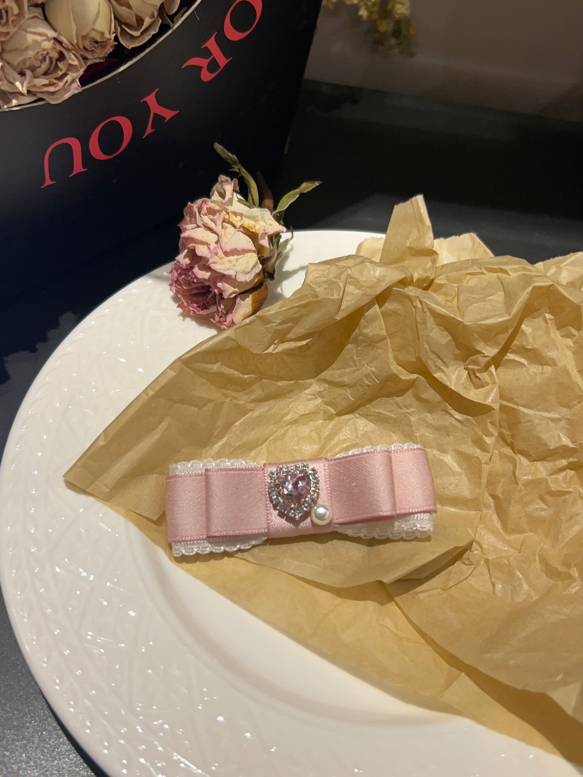 Candice Bejewelled Heart Flat Bow