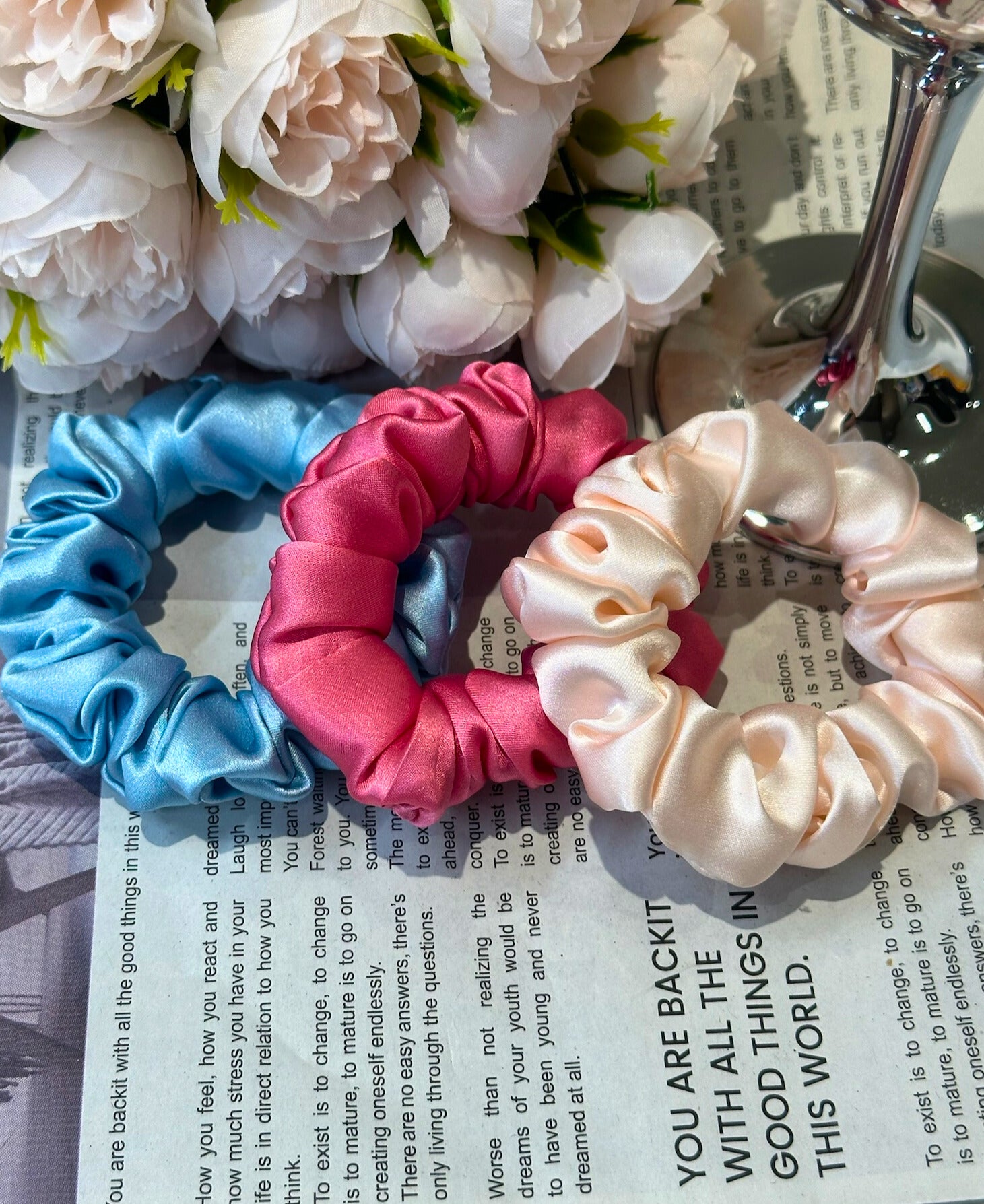 Small Dahlia Mulberry Silk Scrunchies