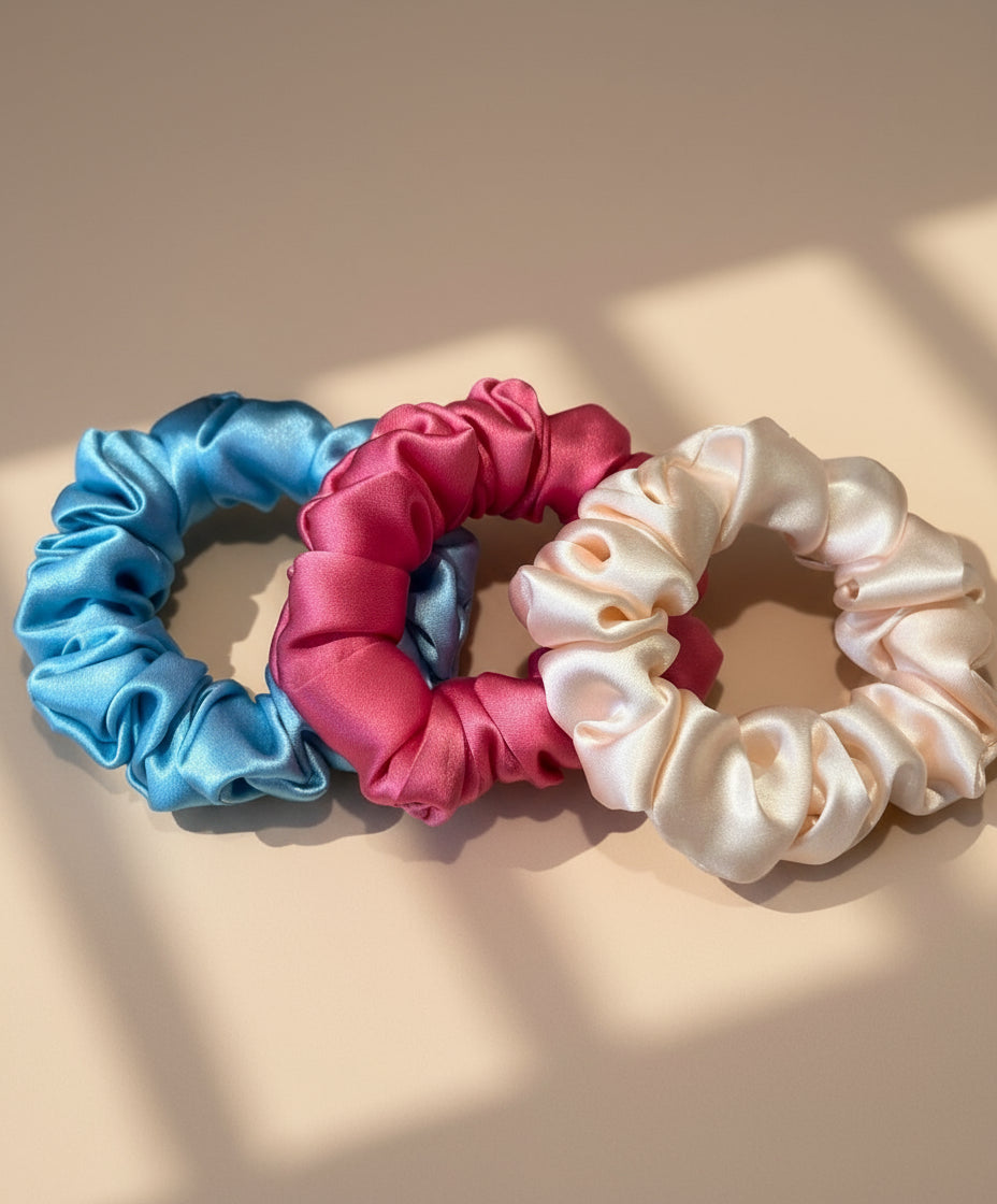 Small Dahlia Mulberry Silk Scrunchies