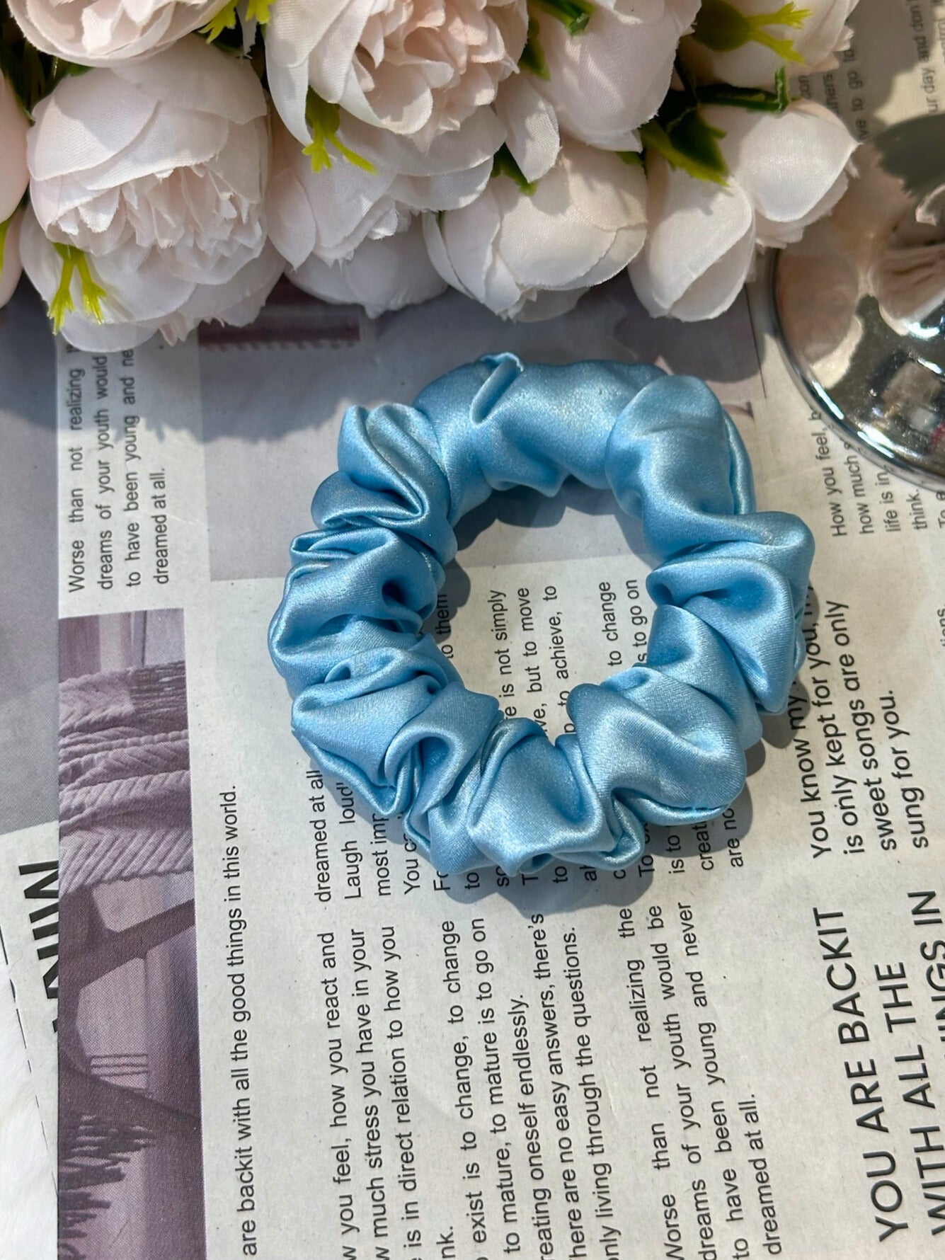 Small Dahlia Mulberry Silk Scrunchies