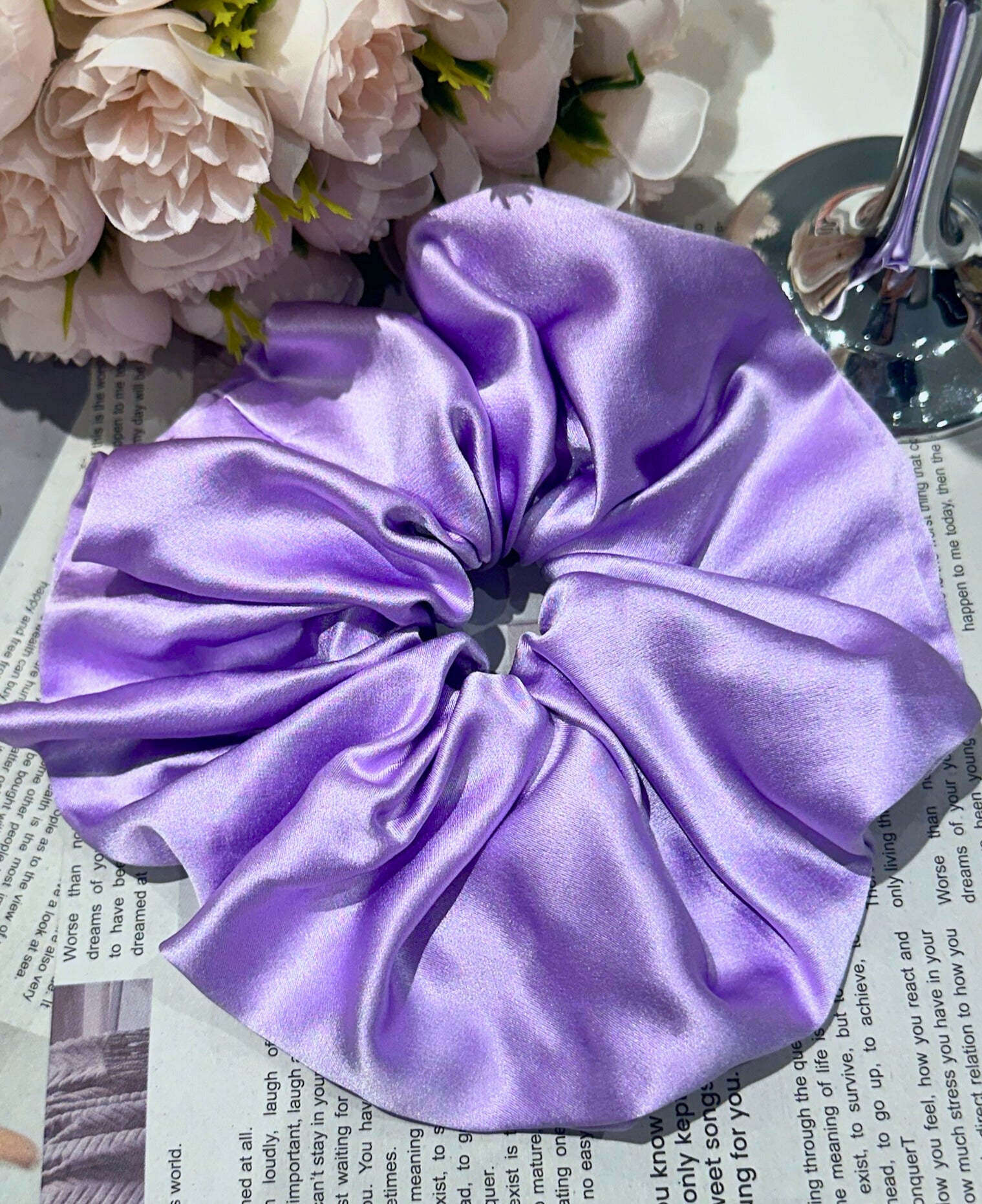 X-Large Dahlia Mulberry Silk Scrunchies