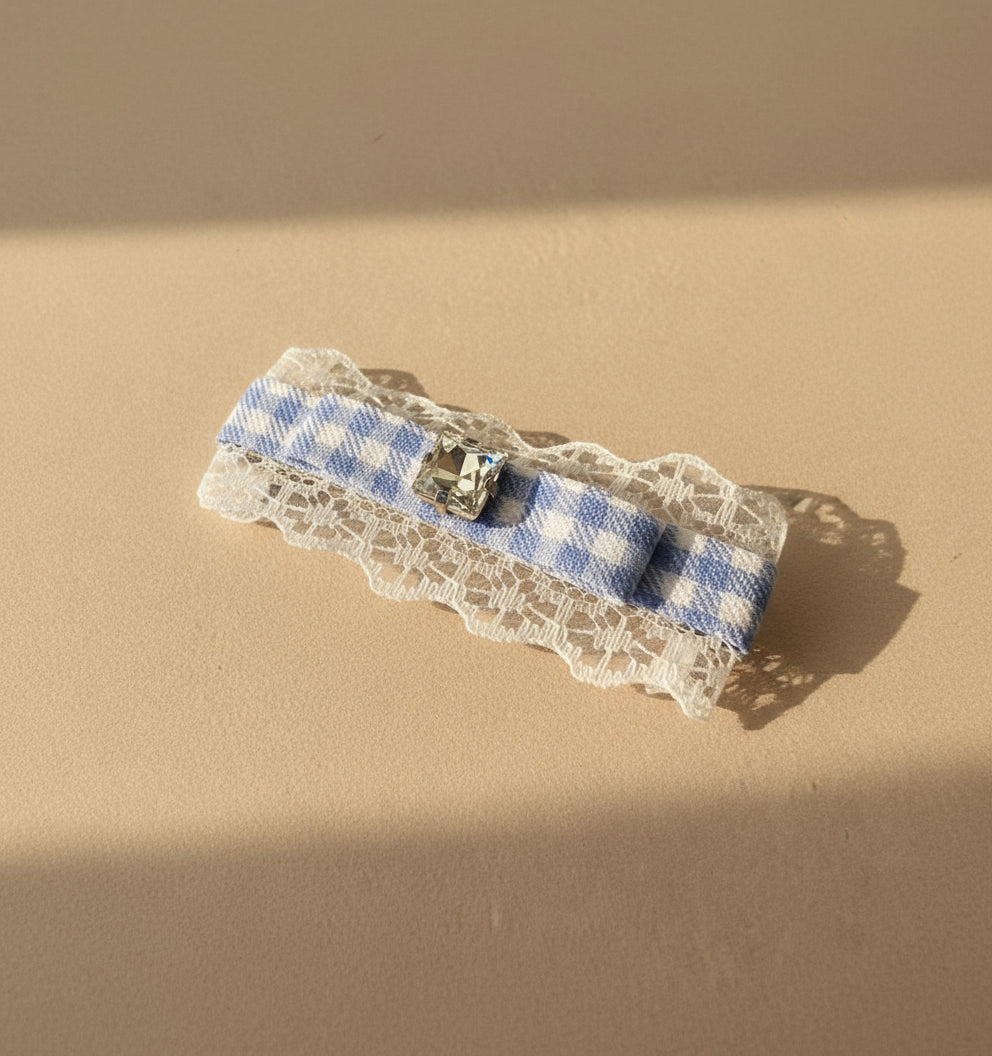 Alice Plaid Bejewelled Flat Bow