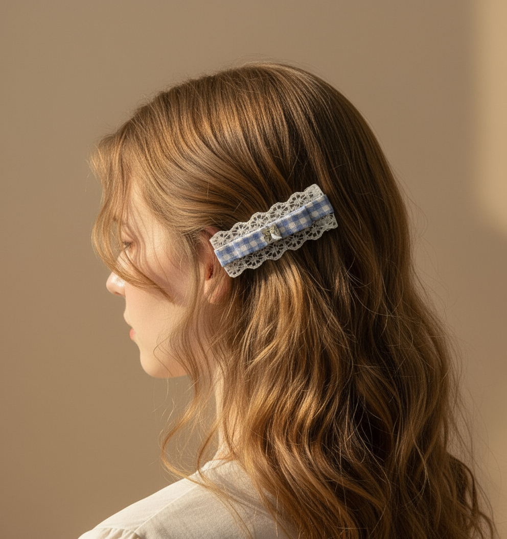 Alice Plaid Bejewelled Flat Bow