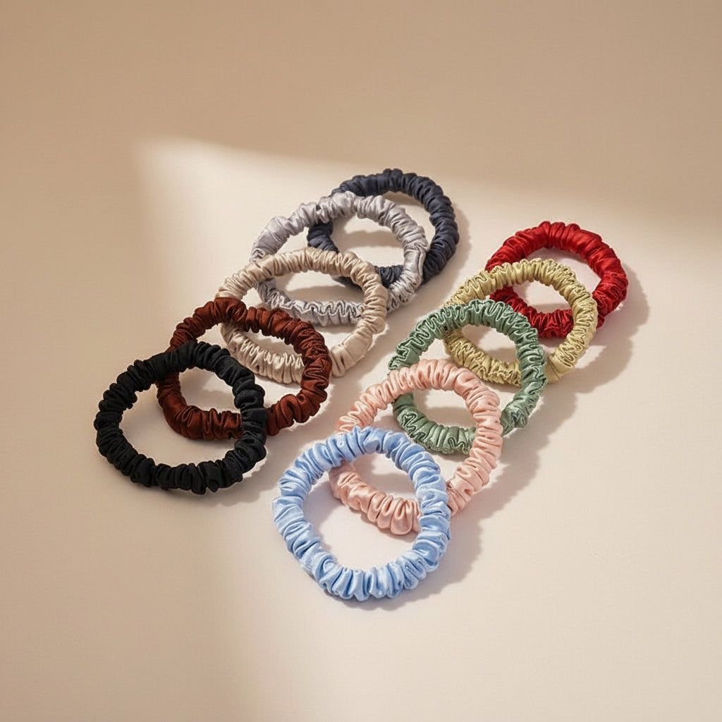 XS Dahlia mulberry Silk Scrunchies