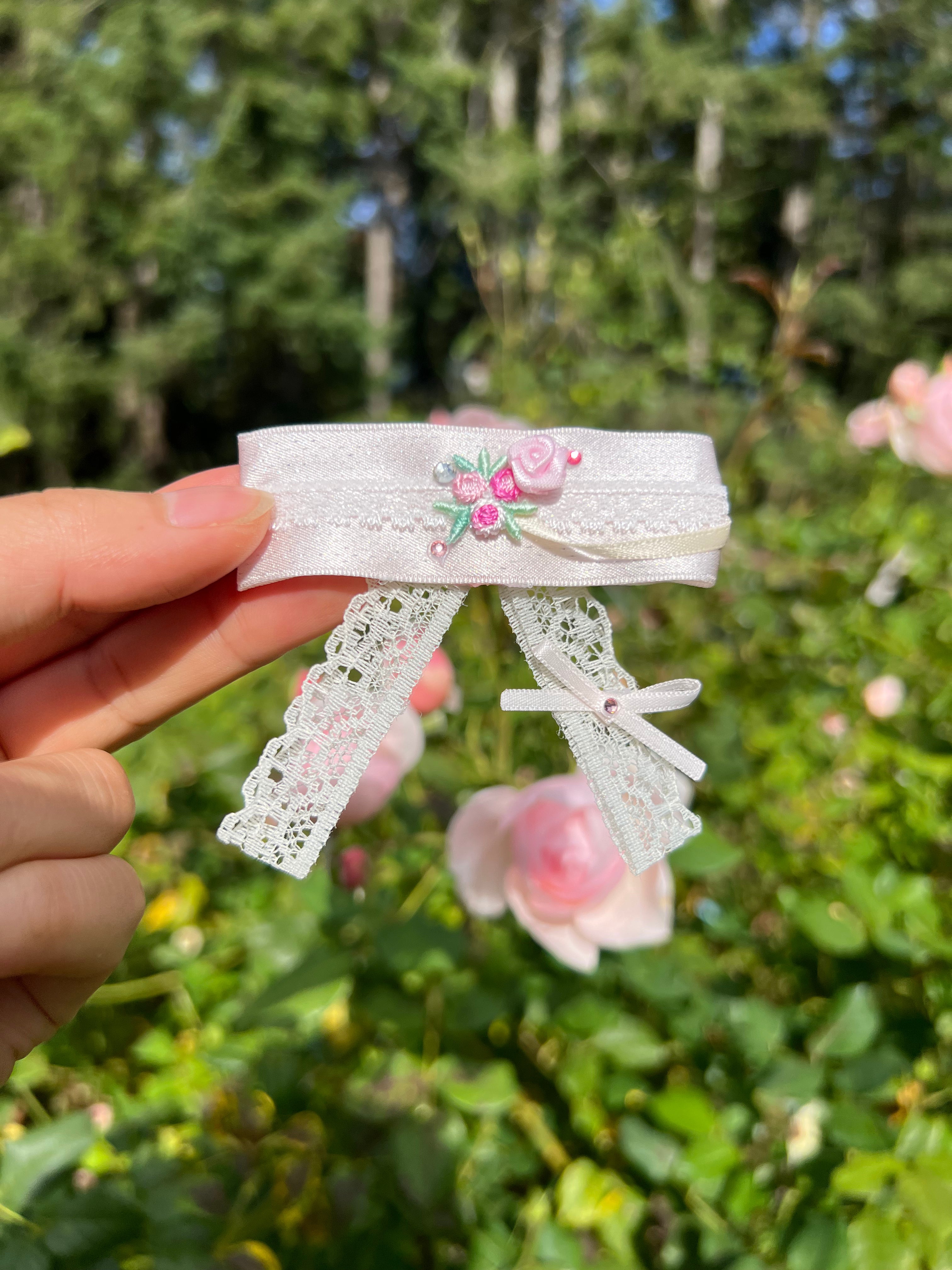 Trina Embroidery Flat Bow Clip