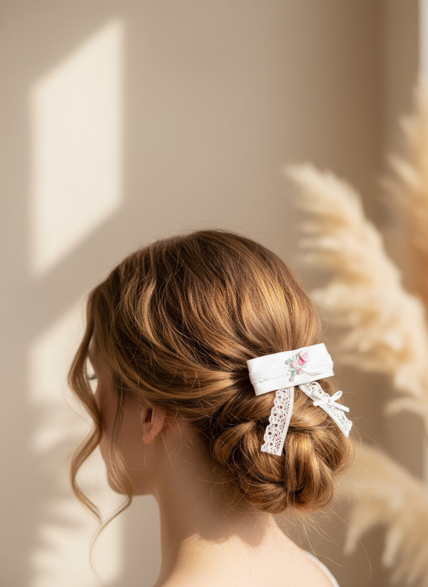 Trina Embroidery Flat Bow Clip