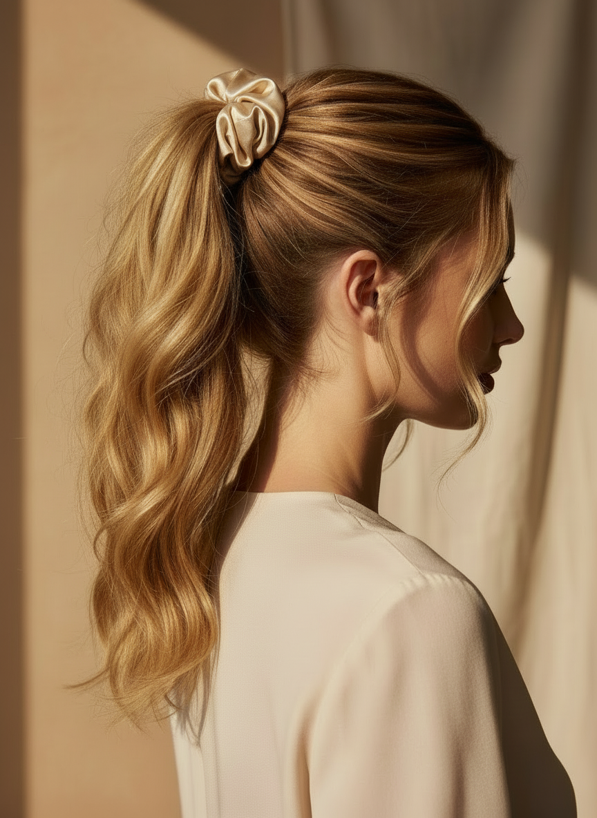 Medium Dahlia Mulberry Silk Scrunchies