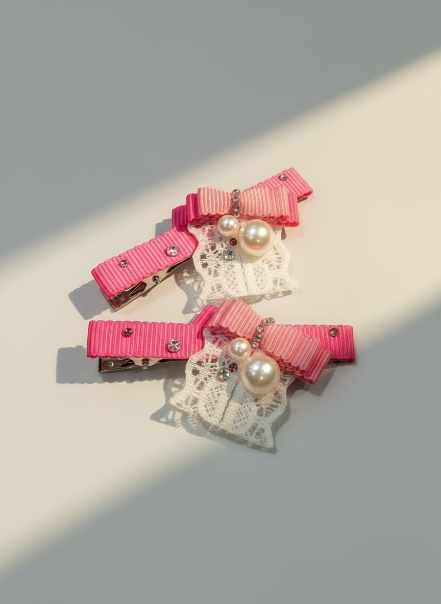 Flamingo Crisscross Bow Clip