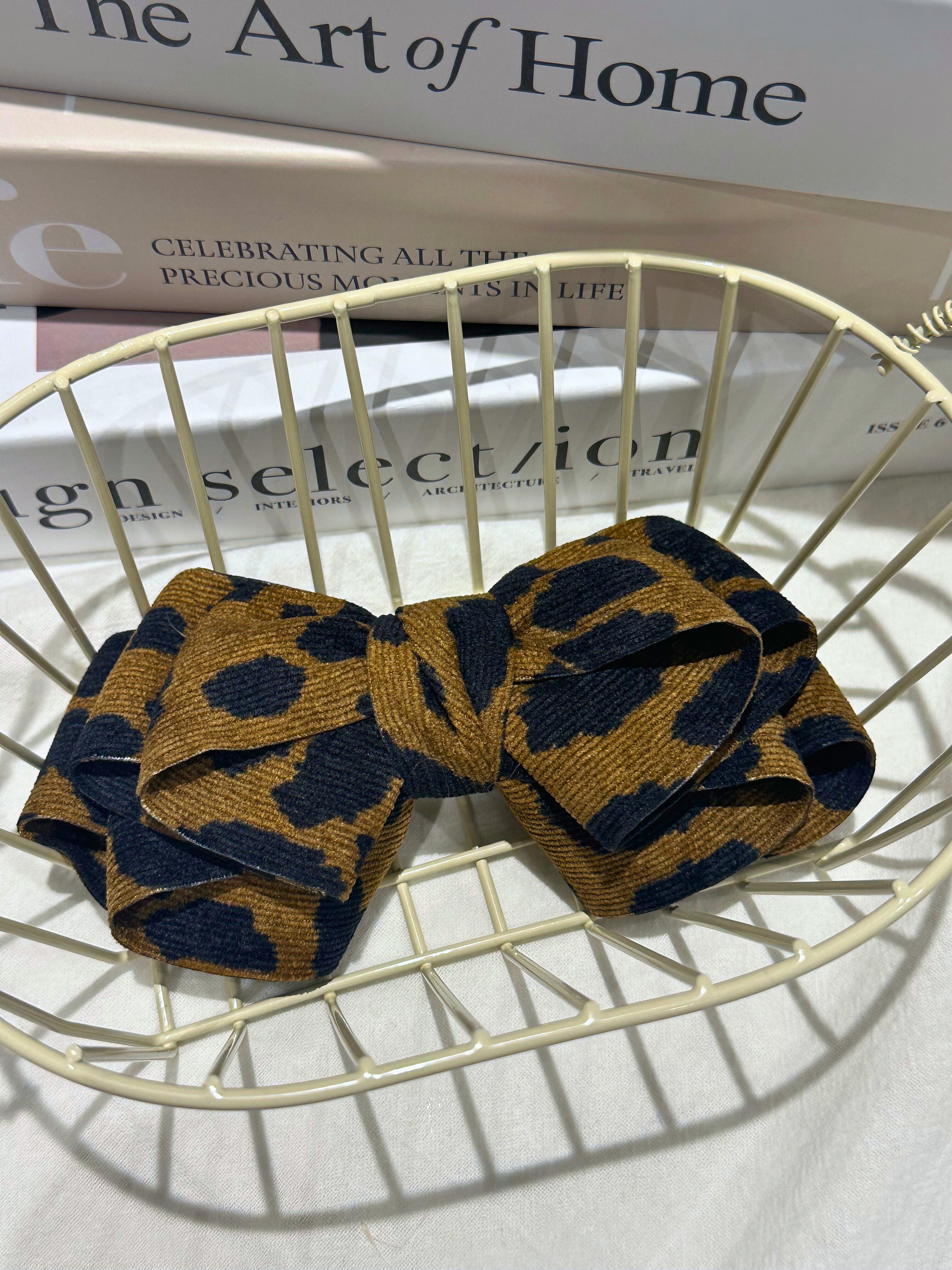 Leopard Layered Bow Barrette
