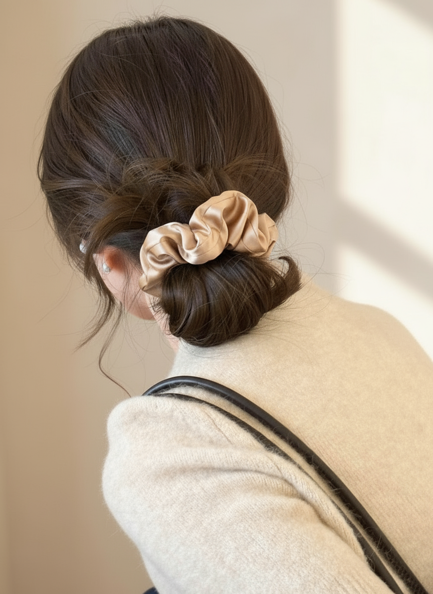 Medium Dahlia Mulberry Silk Scrunchies