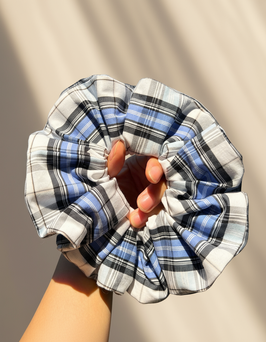 XL Blue Gingham Scrunchies