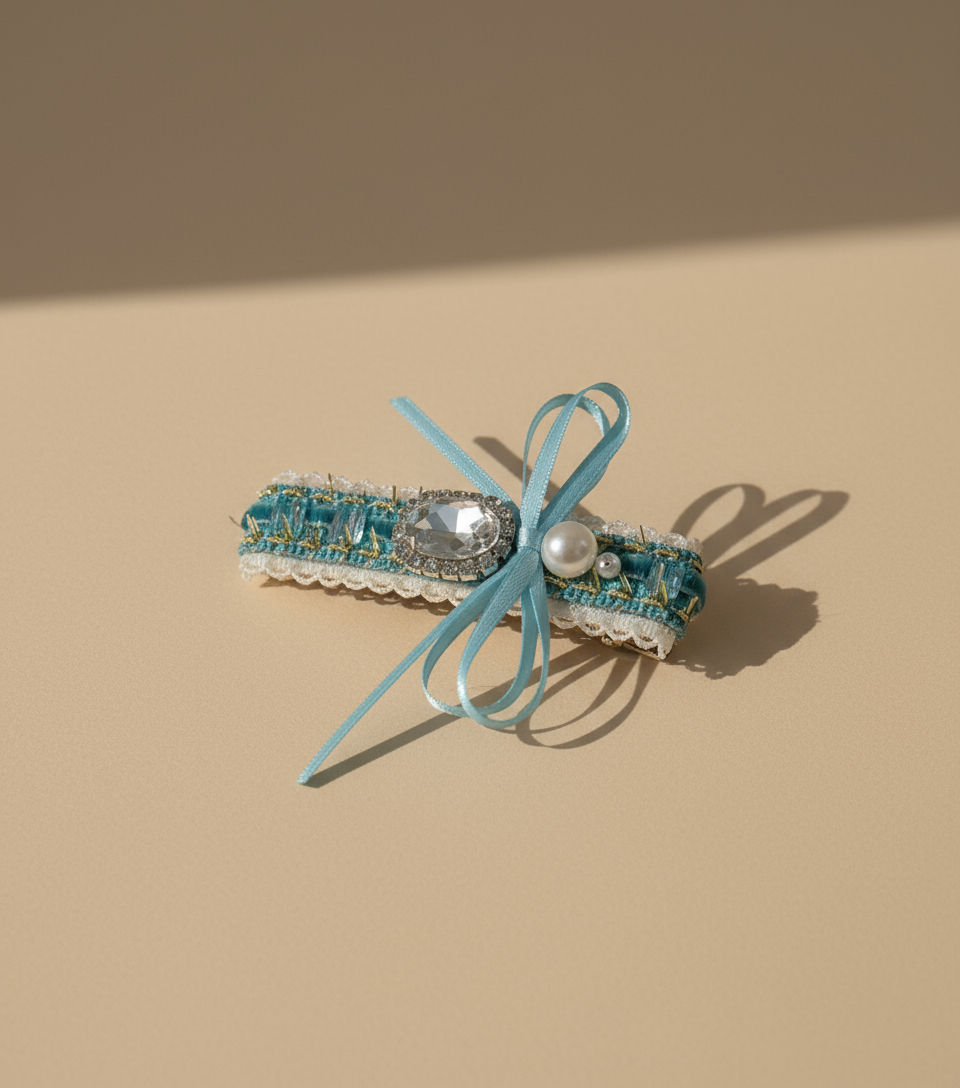 Tweed Bejweled Bow Hair Clip