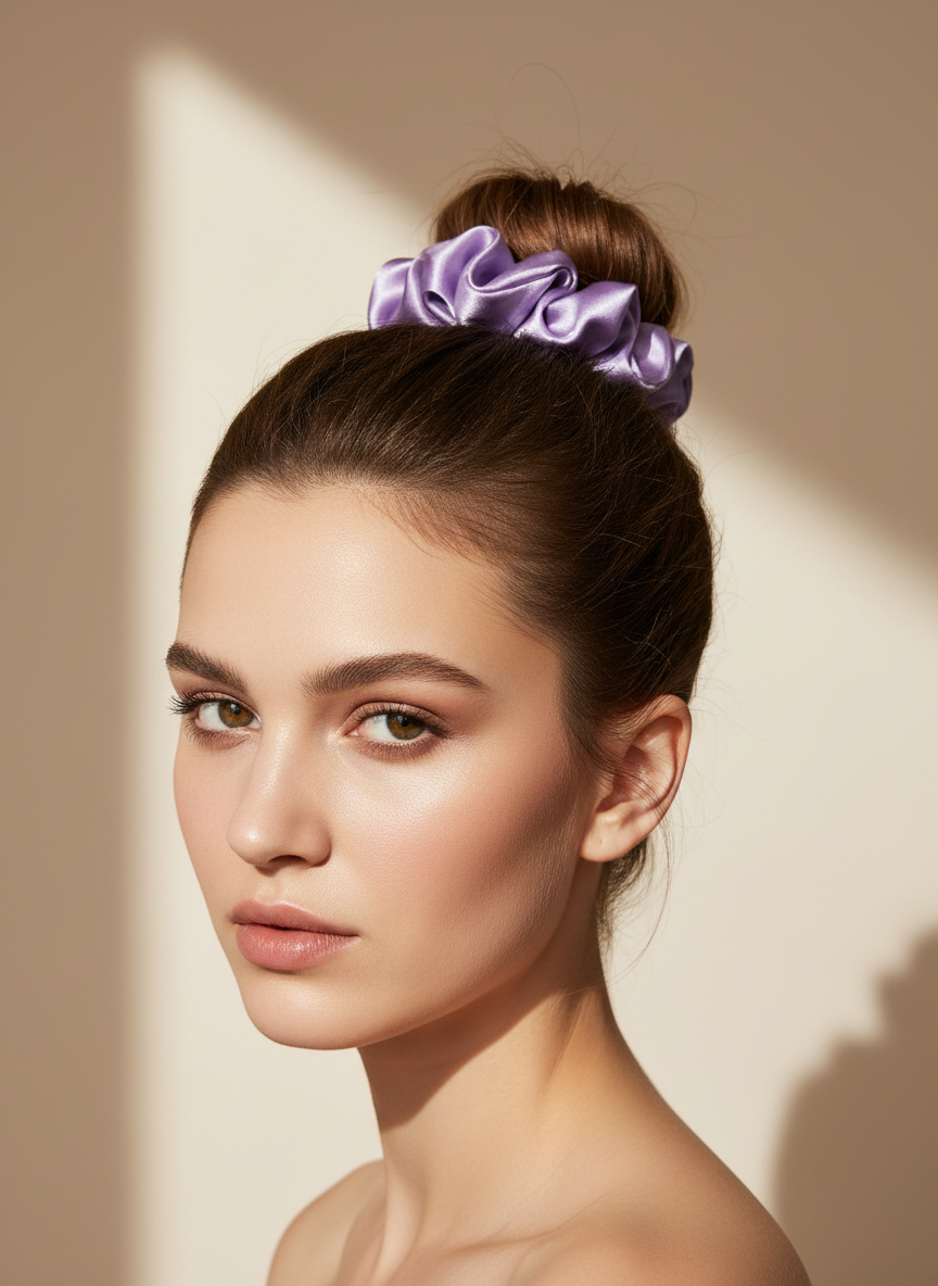 Medium Dahlia Mulberry Silk Scrunchies