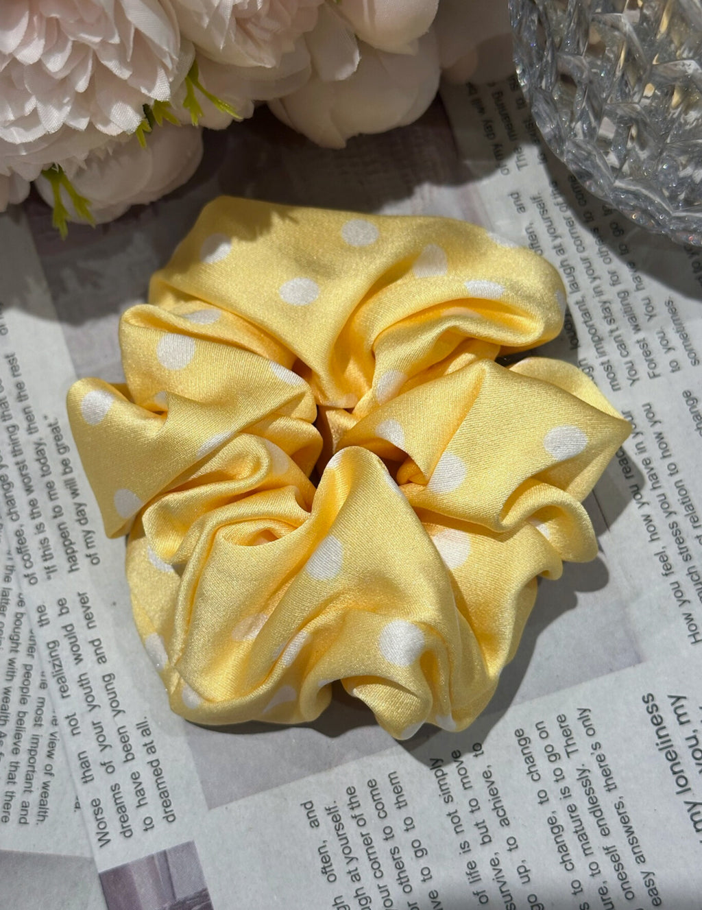 Large Dahlia Polka Mulberry Silk Scrunchies