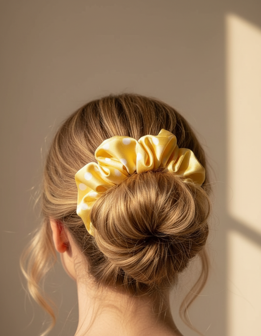 Large Dahlia Polka Mulberry Silk Scrunchies