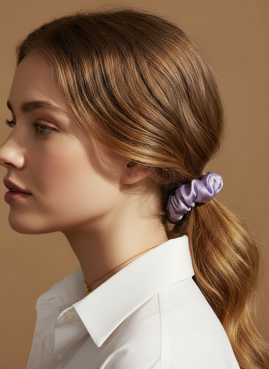 Small Dahlia Mulberry Silk Scrunchies