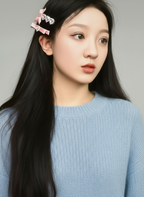 Rosa Hearted Slim Bow Clips Combo