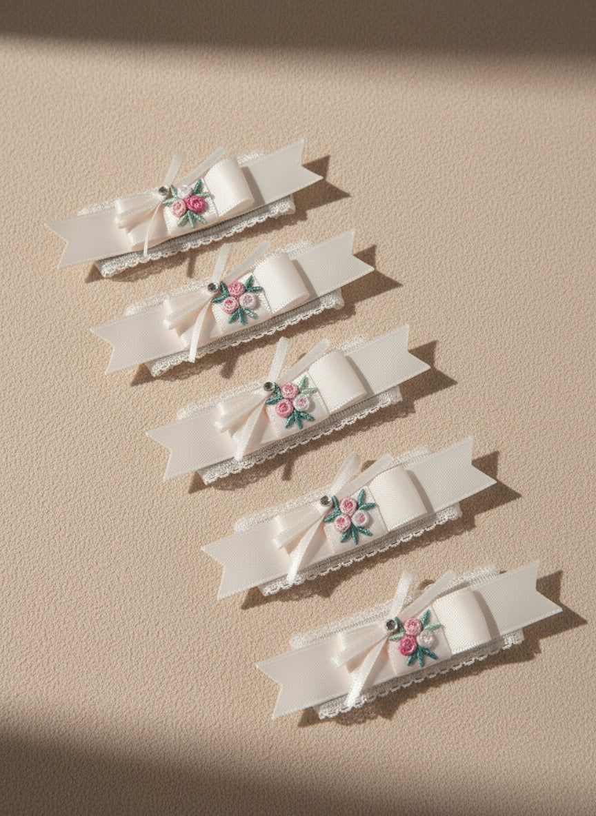 Hibiscus Embroidery Lace Flat Bow