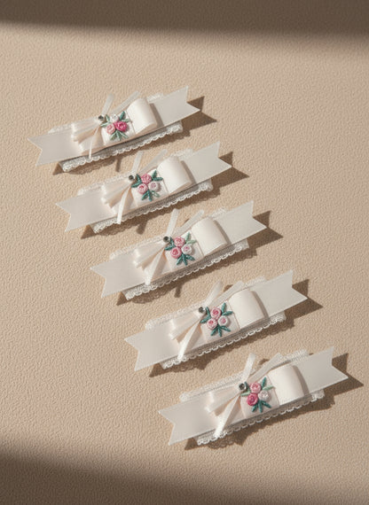 Hibiscus Embroidery Lace Flat Bow