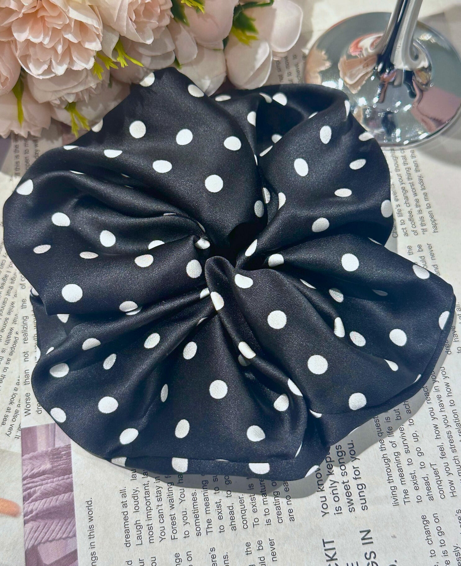 X-Large Dahlia Polka Dots Scrunchies