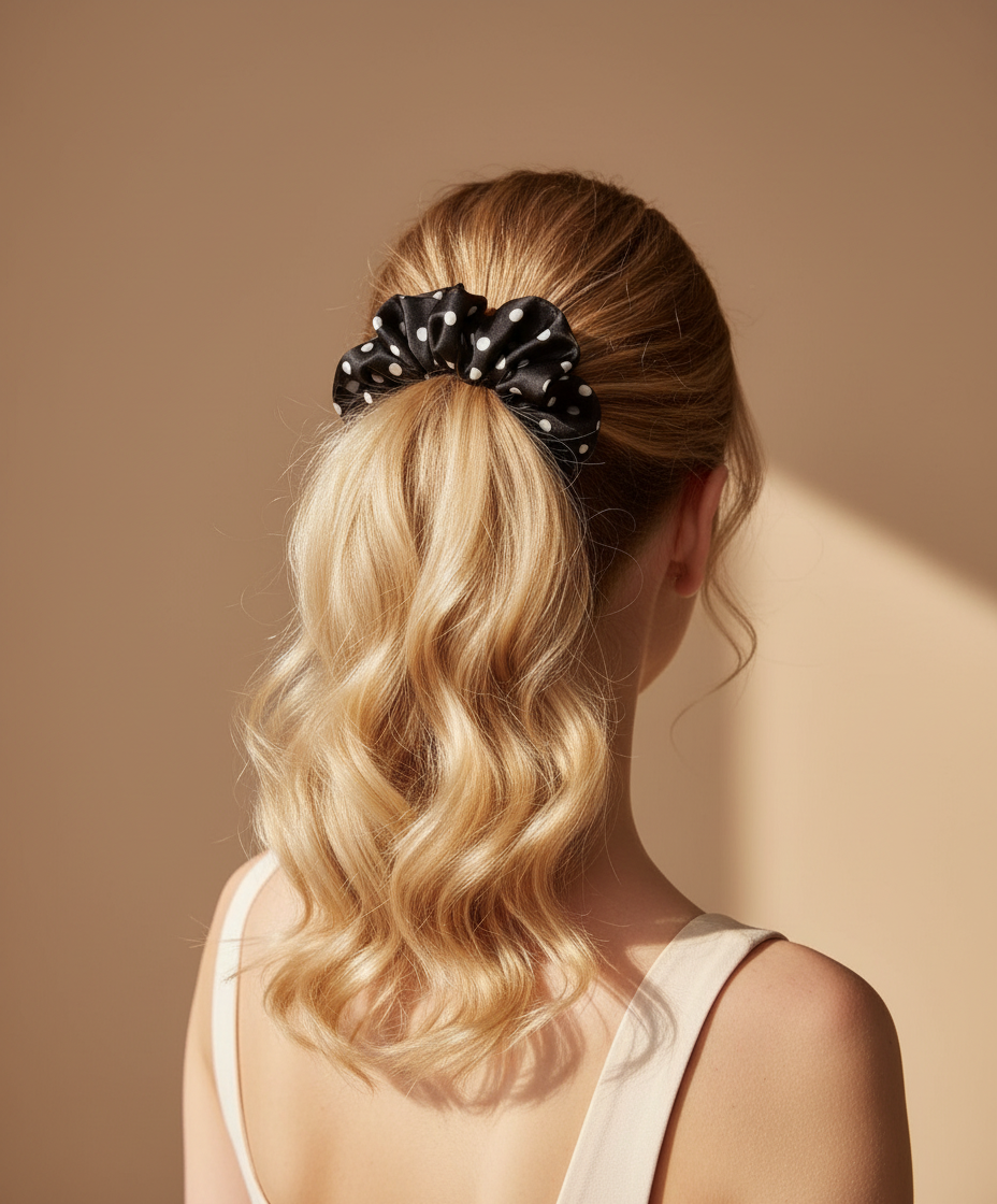 X-Large Dahlia Polka Dots Scrunchies