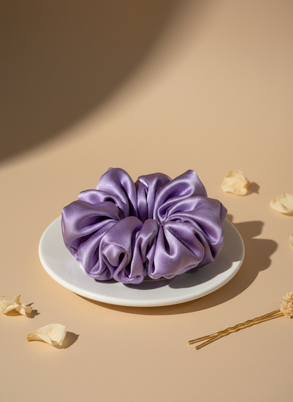 Medium Dahlia Mulberry Silk Scrunchies