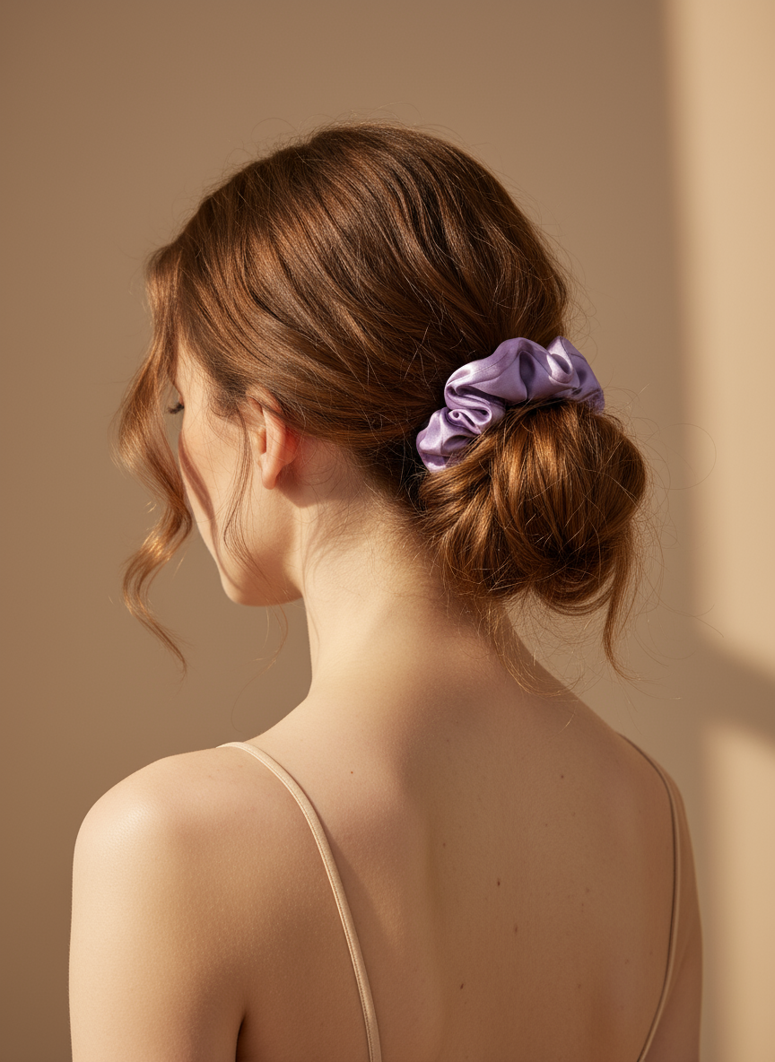 Medium Dahlia Mulberry Silk Scrunchies