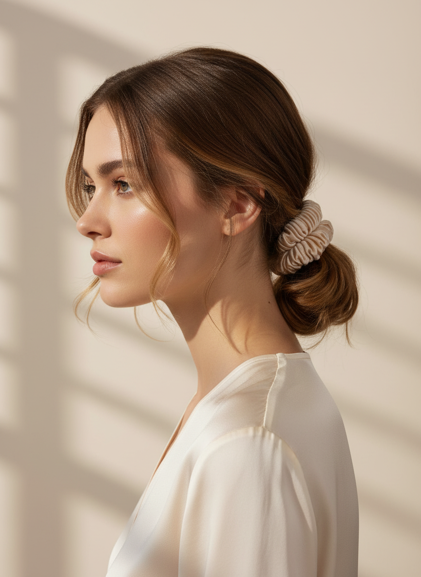 XS Dahlia mulberry Silk Scrunchies