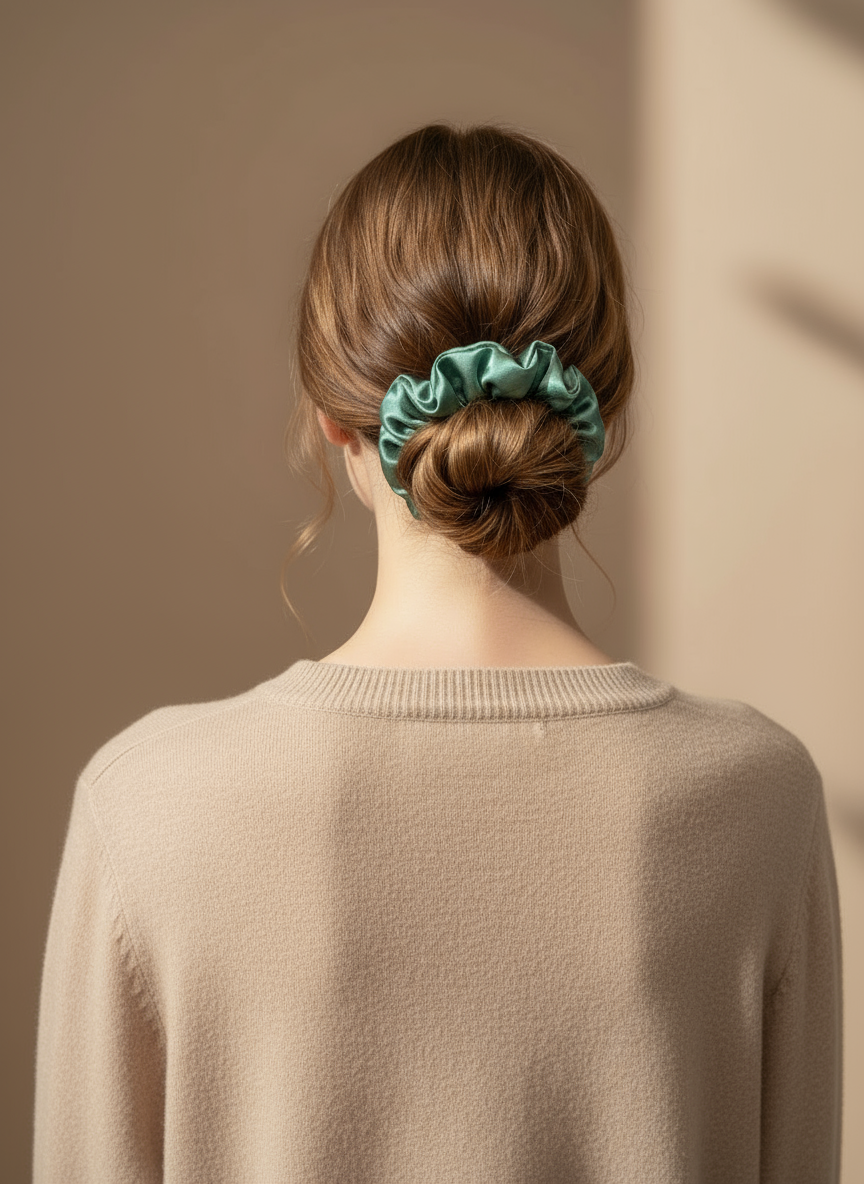 Small Dahlia Mulberry Silk Scrunchies