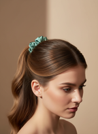 Small Dahlia Mulberry Silk Scrunchies