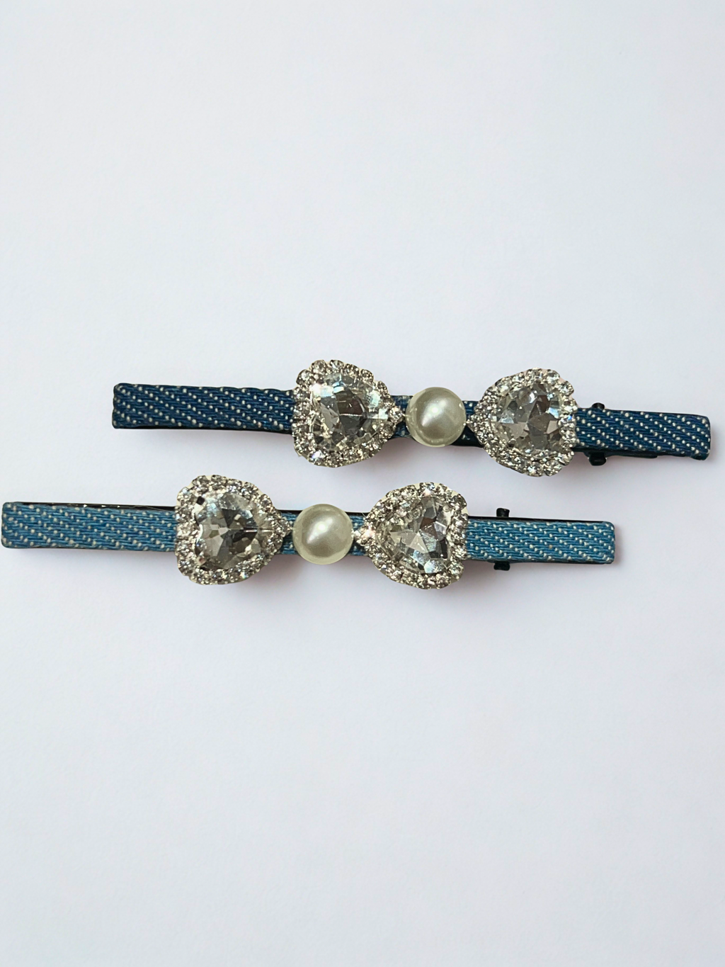 Pince à cheveux en jean Swarovski
