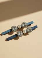 Denim Swarovski Hair Clip